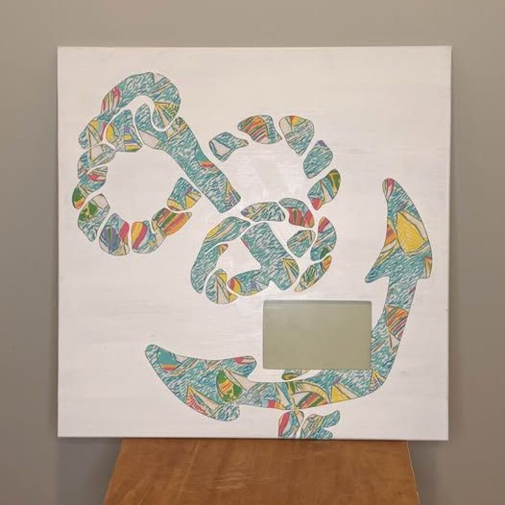 Custom Anchor Picture Frame – Lilly Sailboat Fabric, Nursery Wall Art